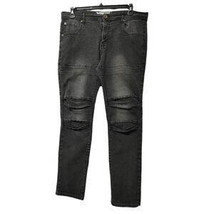 Genuine Authentic Garments Skinny Jeans Classic Fit Faded Black Denim Mens 36x32